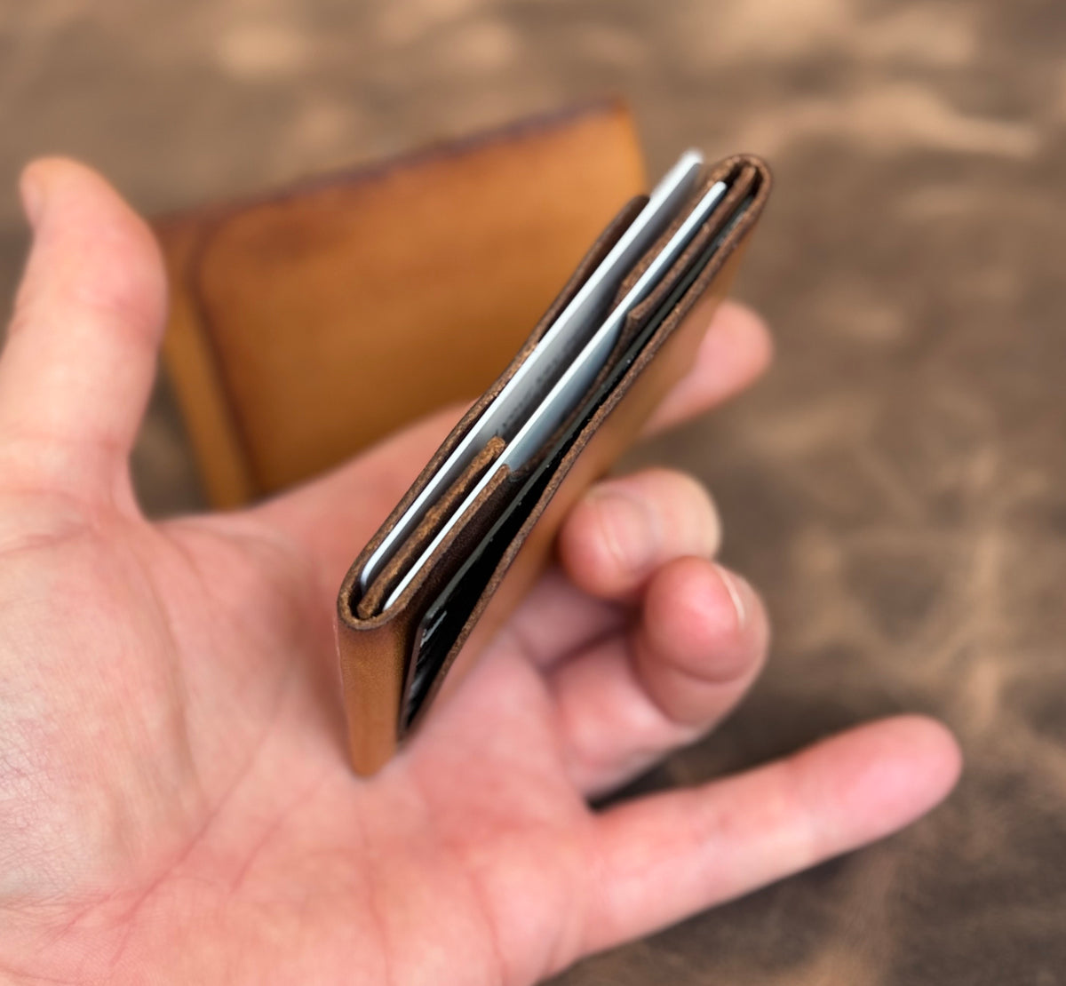 3-Slot Slim Wallet – Hoffman Michigan Leather (Edge Patina)